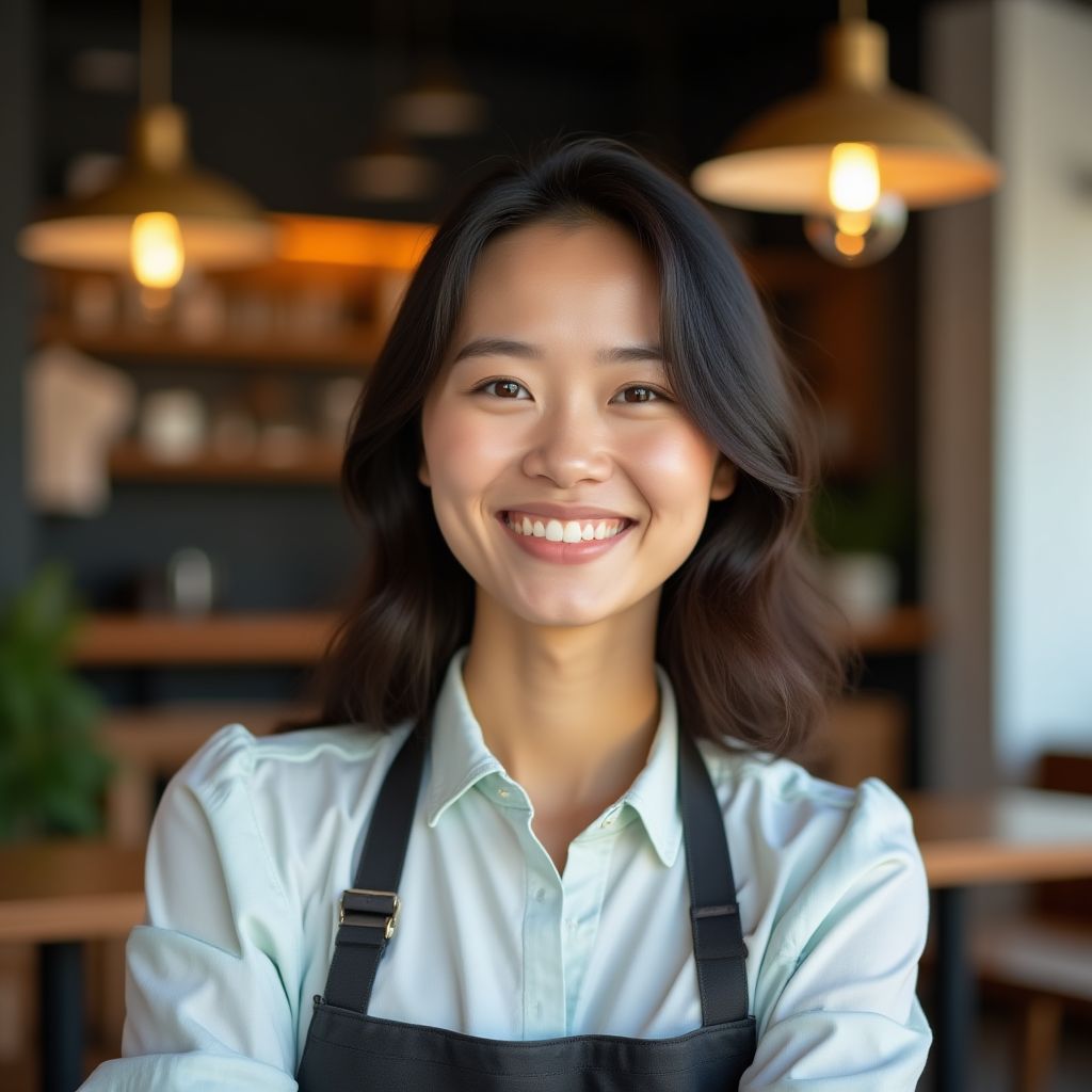 Portrait of Jessica Wong, café owner